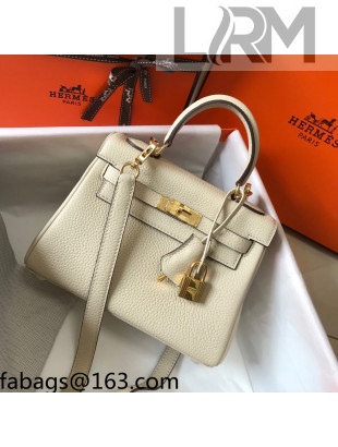 Hermes Kelly Mini Bag 20cm in Togo Calfskin Wool White 2021