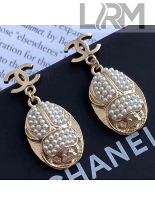 Chanel Pearls Beetle Short Earrings 02 2019