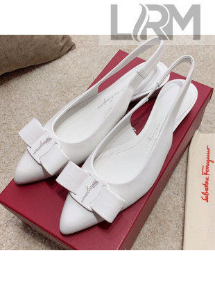 Salvatore Ferragamo Viva Lambskin Bow Slingback White 2021