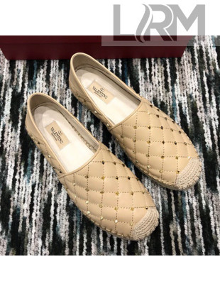 Valentino Rockstuds Lambskin Espadrilles Light Beige 2019