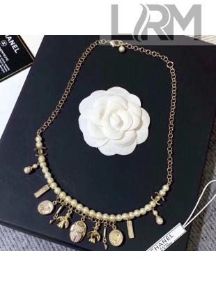 Chanel Bird Beetle Pendant Pearl Nacklace AB2131 2019