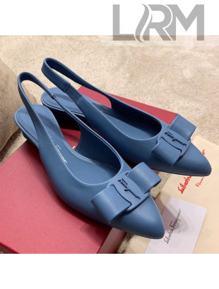 Salvatore Ferragamo Viva Lambskin Bow Slingback Blue 2021