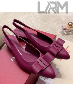 Salvatore Ferragamo Viva Lambskin Bow Slingback Fuchsia Red 2021