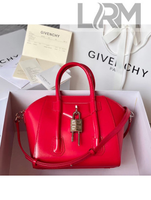 Givenchy Mini Antigona Lock Bag in Box Leather Red 2022