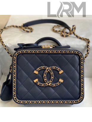 Chanel Quilted Lambskin Small Vanity Case Bag With Chain AS1785 Blue/Gold 2020