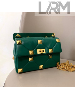 Valentino Roman Stud Lambskin Nappa Medium Chain Bag 0188 Green 2020