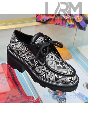 Louis Vuitton LV Beaubourg Platform Derby Lace-up Loafers in 1854 Monogram Canvas Black 2020