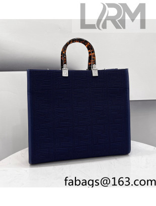 Fendi Sunshine Medium Shopper Tote Bag in Blue Texture FF Fabric 2021 8528