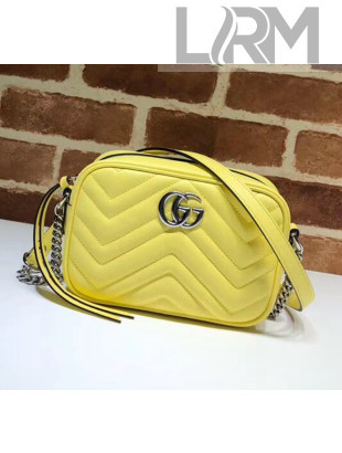 Gucci GG Marmont Matelassé Mini Shoulder Bag 448065 Pastel Yellow 2020