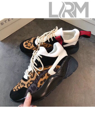 Stella McCartney Eclypse Lace-up Sneaker in Calfskin and Suede Black/Yellow 2019