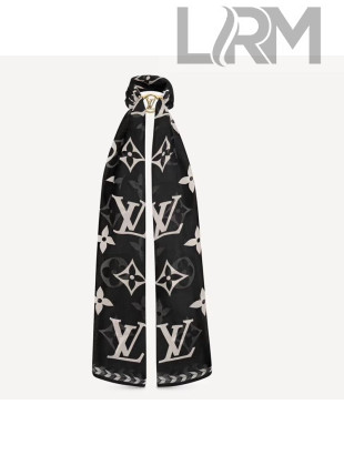 Louis Vuitton LV Crafty Bi Color Envy Stole Bandeau Scarf with LV Circle 45X160cm Black 2021