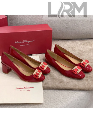 Salvatore Ferragamo Patent Leather Bow Flat Ballerinas/Pumps Red 2021