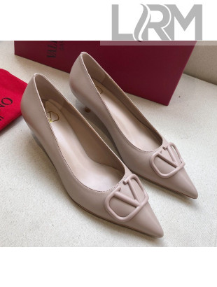 Valentino VLogo Lambskin Narrow Toe Low-Heel Pump Dark Pink 2020