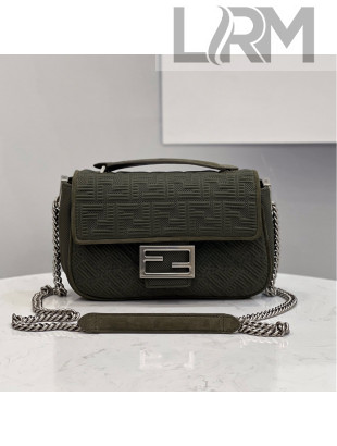 Fendi Baguette Medium Bag in Green Texture FF Fabric 2021 8529