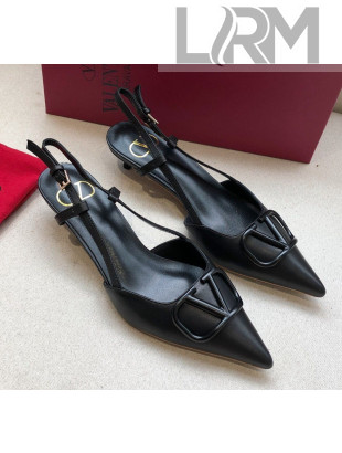 Valentino VLogo Calfskin Slingback Pump With 4cm Heel Black 2020