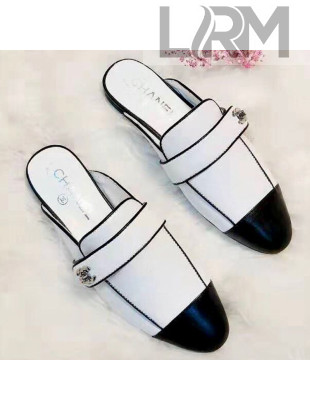 Chanel Patchwork Lambskin Flat Mules G34666 White 2019