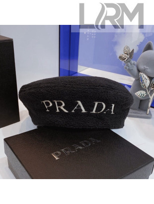 Prada Shearling Beret Hat Black 2021