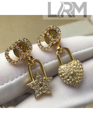 Dior Crystal Lock and Star Short Earrings 2019