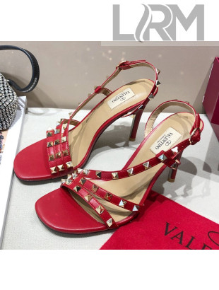 Valentino Rockstud Calfskin Sandal 85 mm Heel Red 2020