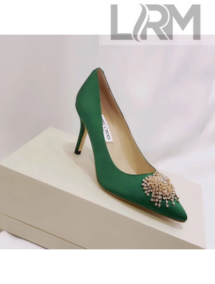 Jimmy Choo Silk Crystal Heel Pump Green 2019