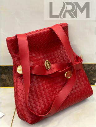 Bottega Veneta The Fold Crossbody Bag with Metal Medallions Red 2020