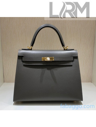 Hermes Kelly 25/28/32cm Bag in Original Epsom Leather Tinware Grey/Gold Hardware(Half-Handmand) 