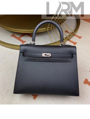 Hermes Kelly 25cm Original Epsom Leather Bag Black