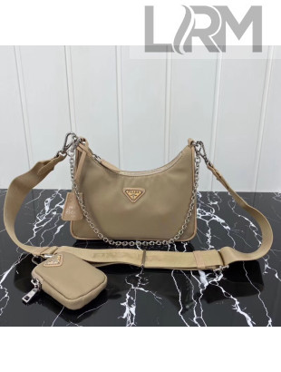 Prada Re-Edition 2005 Nylon Shoulder Bag 1BH204 Beige 2020