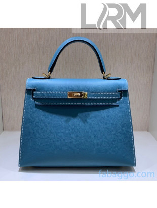 Hermes Kelly 25/28/32cm Bag in Original Epsom Leather Denim Blue/Gold Hardware 2020  (Half-Handmand) 