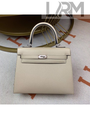 Hermes Kelly 25cm Original Epsom Leather Bag Pale Grey