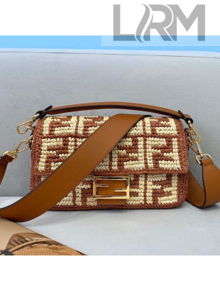 Fendi Raffia Baguette Medium Bag Brown 2021