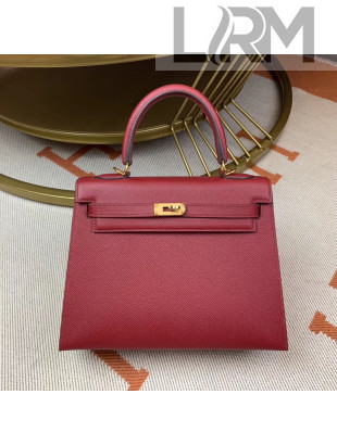 Hermes Kelly 25cm Original Epsom Leather Bag Red 