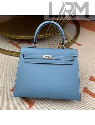 Hermes Kelly 25cm Original Epsom Leather Bag Denim Blue