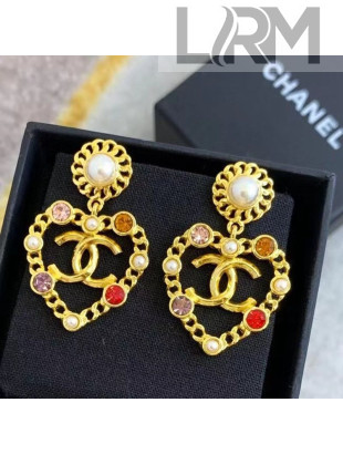 Chanel Colored Crystal Heart Earrings AB5678 2021