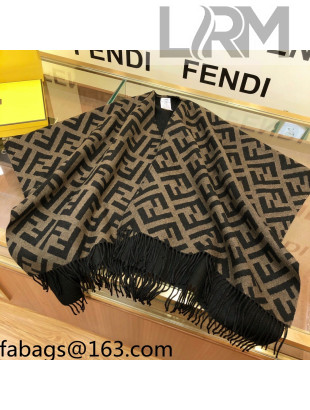 Fendi Wool Cashmere FF Shawl/Cape Brown 2021 02