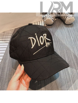 Dior Cannage Baseball Hat with DIOR Embroidery Black 15 2020