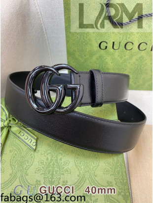 Gucci Classic Calfskin Belt 4cm with GG Buckle All Black 2021 110813