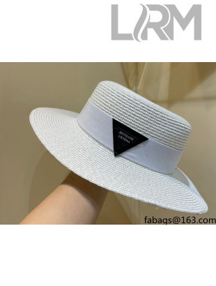 Bottega Veneta Straw Wide Brim Hat BVH31605 White 2022