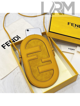 Fendi 12 Pro Phone Holder in Yellow Leather and Suede 2021 8526