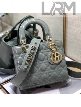 Dior My Lady Dior Medium Bag in Patent Cannage Calfskin Grey/Gold 2021