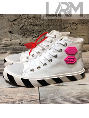 Off-White Cotton Canvas Striped High-Heel Sneakers White 2019 (For Women and Men)