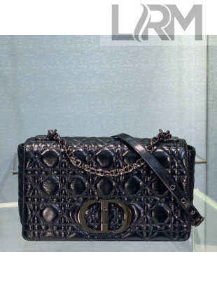 Dior Medium Caro Chain Bag in Black Supple Wax Leather 2021