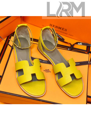 Hermes Santorini Sandal in Grainy Epsom Calfskin Yellow 2021(Handmand)