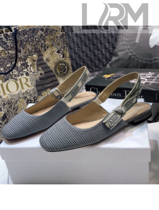 Dior x Moi Slingback Ballerinas Flats in Grey Ribbon Embroidered Cotton 2021