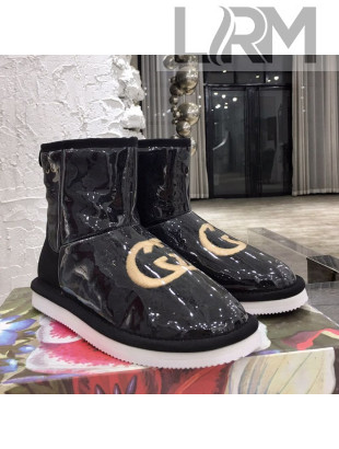 Gucci Shearling Wool PVC Short Boots with Interlocking G Black 2021