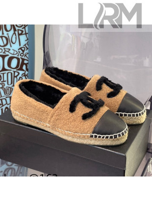 Chanel Shearling Wool Espadrilles Brown/Black 2021 112225