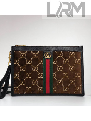 Gucci GG Velvet Pouch ‎575371 Brown 2019