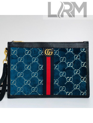 Gucci GG Velvet Pouch ‎575371 Blue 2019