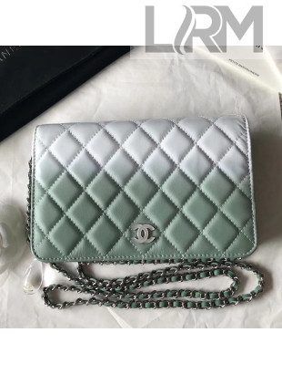 Chanel Two-Tone Calfskin & Resin Logo and Drop WOC Wallet On Chain Bag White/Green 2018