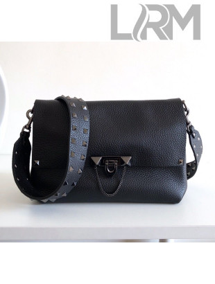 Valentino Small Rockstud Flap Strap Shoulder Bag Black 2019